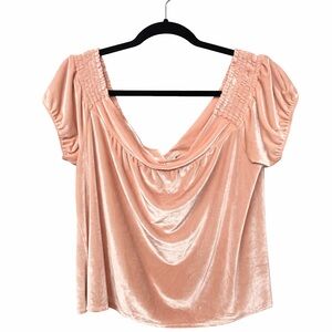 Hinge Velvet Blouse in Blush Pink